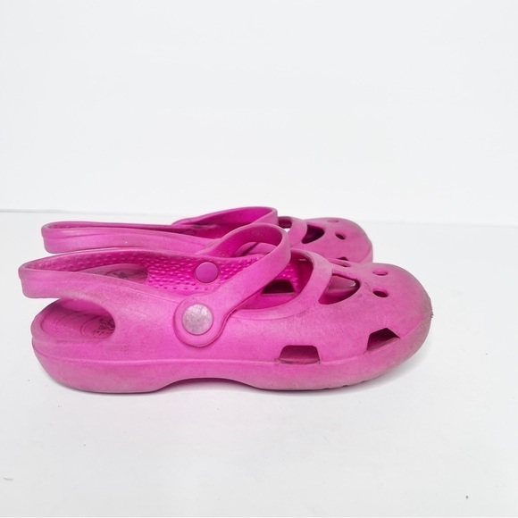 Crocs Pink Rubber Mary Jane Flats Size 10 Toddler Girl - Picture 1 of 4